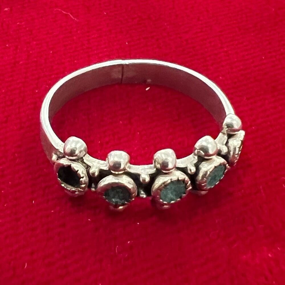 Native American Turquoise Sterling Silver 5 Stone Ring True Vintage